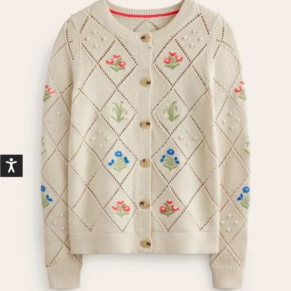 Boden Cotton Embroidered Cardigan